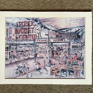 Sarah Clemenston  original signed water color Pikes Street Market